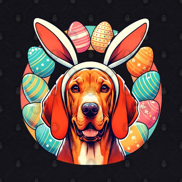 Redbone Coonhound Enjoys Easter with Bunny Ears by ArtRUs